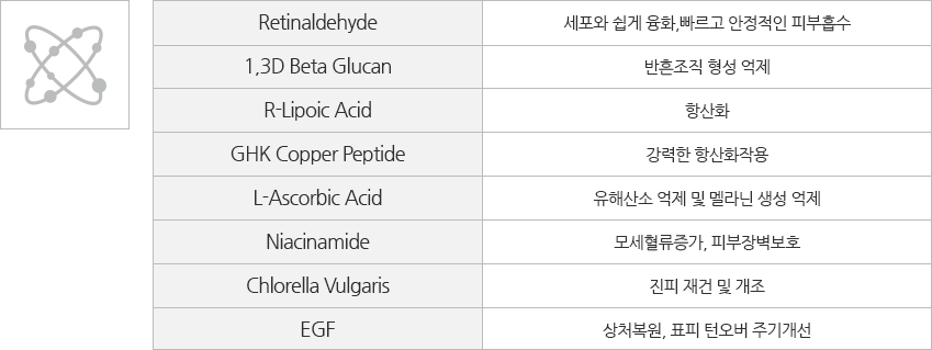 Facial Infusion 8가지 주요성분과 기능